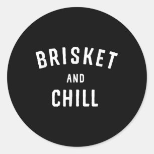Pegatina Redonda Brisket Y Chill Bbq Backyard Grill Cookout Grill