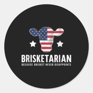 Pegatina Redonda Brisketarian Brisket Bbq ama humor gracioso Barbec