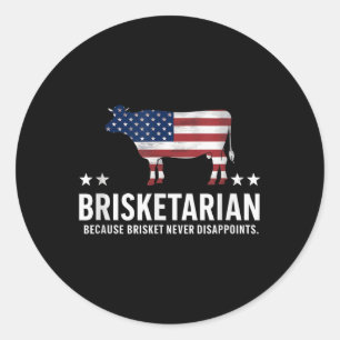 Pegatina Redonda Brisketarian Brisket Bbq Para Hombres Funny Barbes