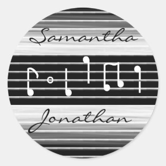 Pegatina Redonda Bristles Musical Notes Personalizado