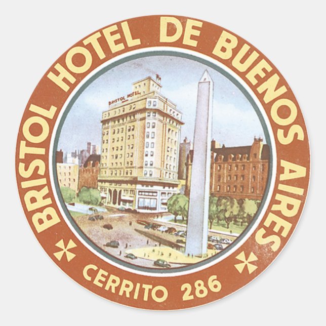 Pegatina Redonda Bristol Hotel De Buenos Aires (Anverso)