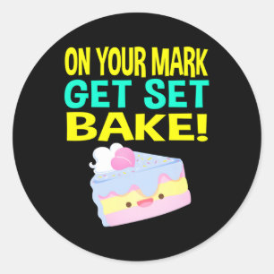 Pegatina Redonda Británico Baking Show S Get Set Bake