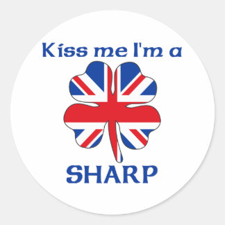 Pegatina Redonda Británico personalizado me besa, estoy agudo