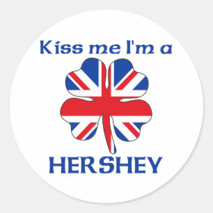 Pegatina Redonda Británico personalizado me besa, soy Hershey
