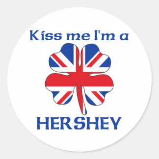 Pegatina Redonda Británico personalizado me besa, soy Hershey