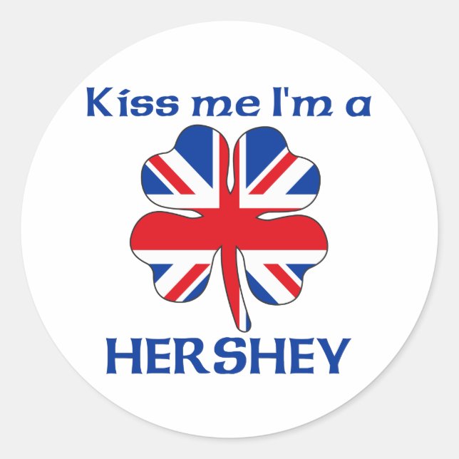 Pegatina Redonda Británico personalizado me besa, soy Hershey (Anverso)
