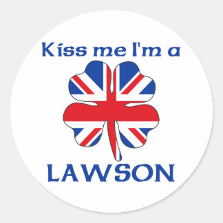 Pegatina Redonda Británico personalizado me besa, soy Lawson