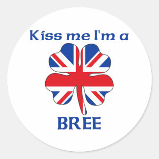 Pegatina Redonda Británico personalizado me besa, soy libre