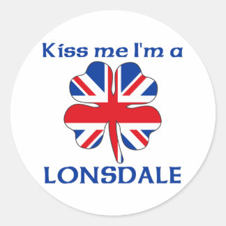 Pegatina Redonda Británico personalizado me besa, soy Lonsdale