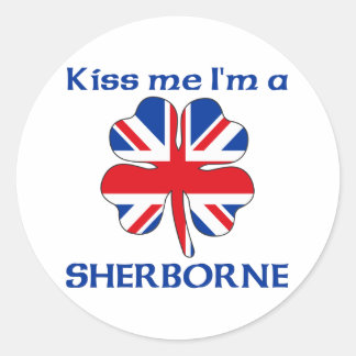 Pegatina Redonda Británico personalizado me besa, soy sherborne