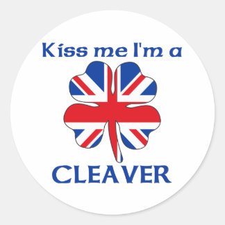 Pegatina Redonda Británico personalizado me besa, soy un castor