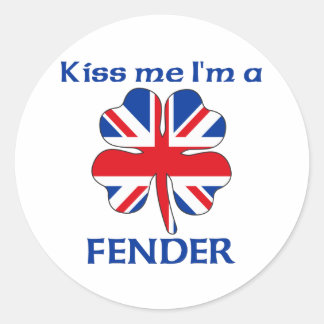 Pegatina Redonda Británicos personalizados me besan que soy defensa