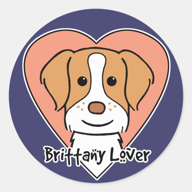 Pegatina Redonda Brittany Spaniel Lover (Anverso)