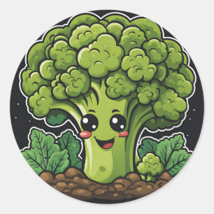 Pegatina Redonda Broccoli Garden sonriente