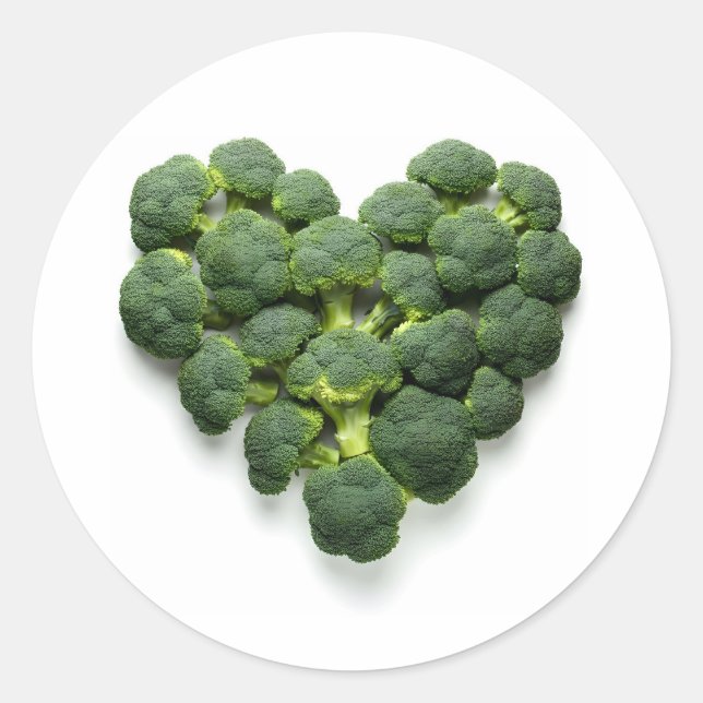 Pegatina Redonda Broccoli Heart (Anverso)