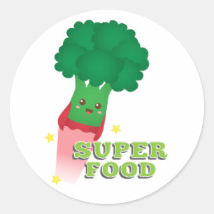 Pegatina Redonda Brócoli vegetal lindo, superalimento