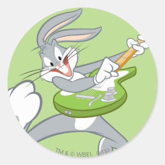 Pegatina Redonda BROGS BUNNY™ Rocking On Guitar