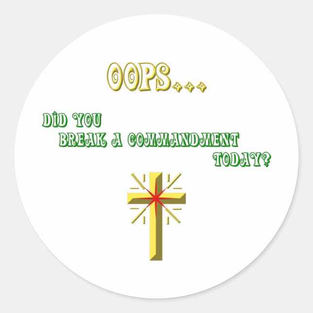 Pegatina Redonda Broken Command Christian (Anverso)