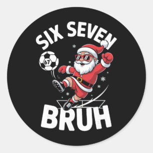 Pegatina Redonda Broma Bruh Fútbol Santa 67 Meme Navidad Xmas Pijam