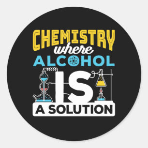 Pegatina Redonda Broma de solución divertida de química