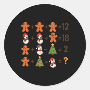 Pegatina Redonda Bromas Matemáticas 67 Orden Operación Navidad Mate