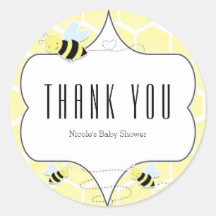Pegatina Redonda Bromear Bee Baby Shower Party Favor Pegatinas