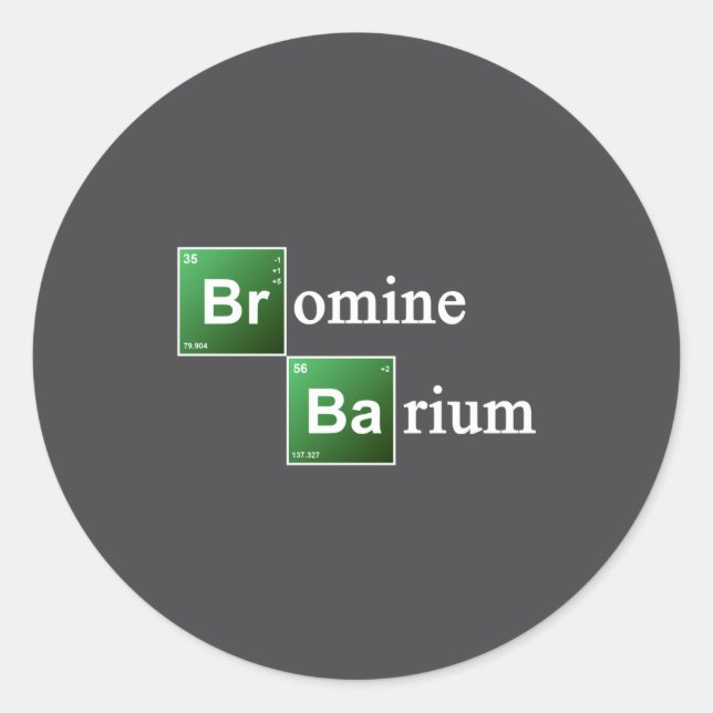 Pegatina Redonda Bromine And Barium Periodic Table Chemistry Elemen (Anverso)