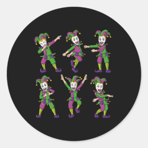 Pegatina Redonda Bromistas bailarines Mardi Gras Chicas niños diver