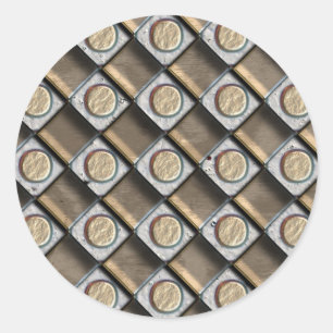 Pegatina Redonda Bronce, plata y oro