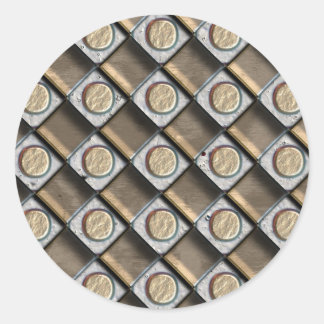 Pegatina Redonda Bronce, plata y oro