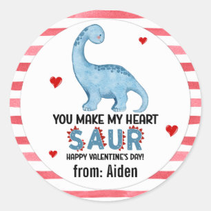 Pegatina Redonda Brontosaurus Me Haces San Valentín Saur