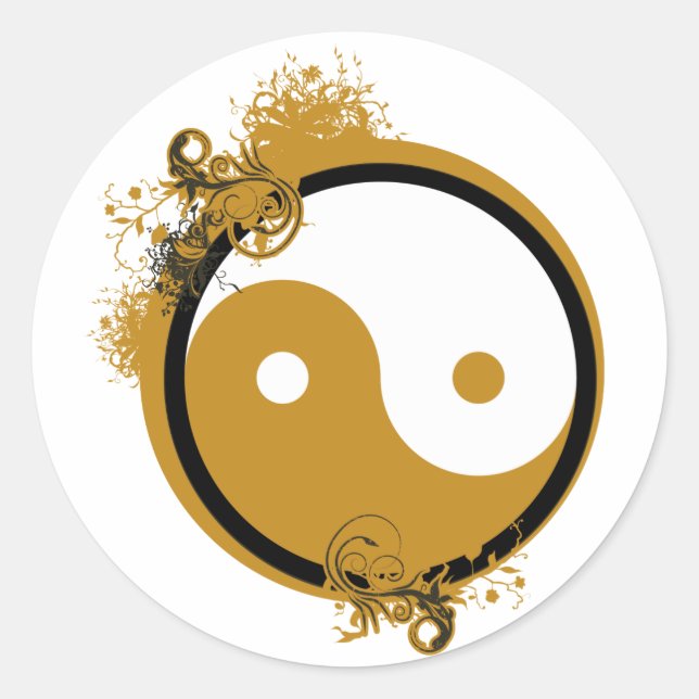 Pegatina Redonda Bronze Yin Yang (Anverso)