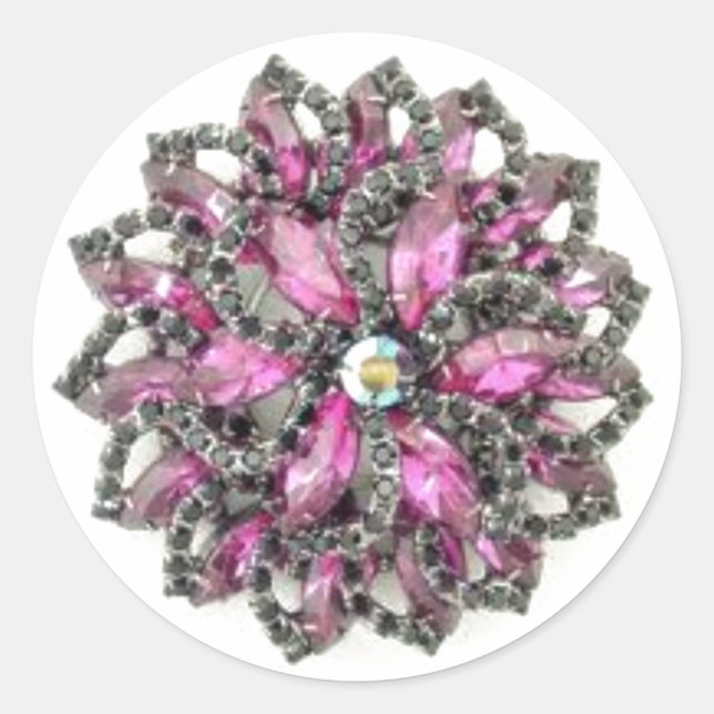 Pegatina Redonda Brooch de diamantes negros y antimetistas (Anverso)