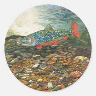 Pegatina Redonda Brook Trout