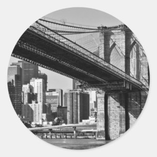 Pegatina Redonda Brooklyn Bridge New York