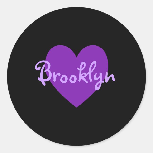 Pegatina Redonda Brooklyn en morado (Anverso)