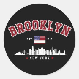 Pegatina Redonda Brooklyn Ney York Est 1816