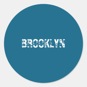 Pegatina Redonda Brooklyn Nueva York Ciudad Nyc Texto Blanco Nostál