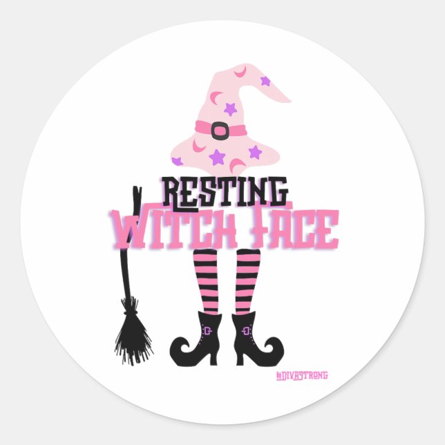 Pegatina Redonda Broomstick de Halloween (Anverso)