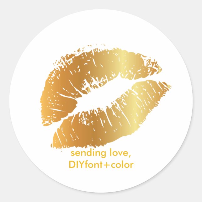 Pegatina Redonda Brotes de pixDezine/labios dorados (Anverso)