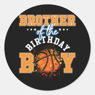 Pegatina Redonda Brother Basketball Birday Boy Family Baller Bday