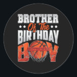 Pegatina Redonda Brother Bysketbyll Birthday Boy Family Byller B-da<br><div class="desc">Brother Bysketbyll Birthday Boy Family Byller Fiesta de B-day</div>