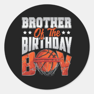 Pegatina Redonda Brother Bysketbyll Birthday Boy Family Byller B-da