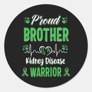Pegatina Redonda Brother Kidney Enfermedad Guerrero Sensibilización