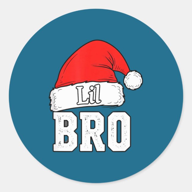 Pegatina Redonda Brother Lil Bro Santa Hat Christmas Little Brother (Anverso)