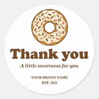 Pegatina Redonda Brown Donut Illustration Bakery/ Baking Thank You