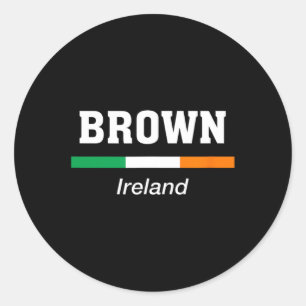 Pegatina Redonda Brown Irish Family Name St Patricks Day Ireland Fl