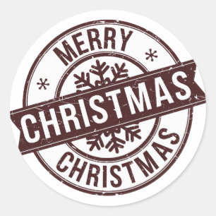 Pegatina Redonda Brown Merry Christmas