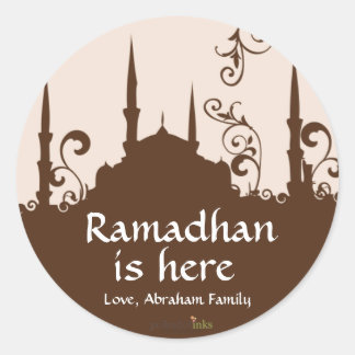 Pegatina Redonda Brown Swirl Mosque Stickers