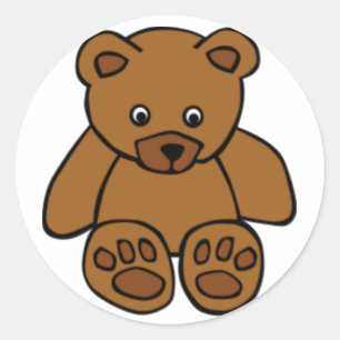 Pegatina Redonda Brown Teddy Bear